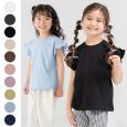 無地肩フリルTシャツ