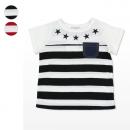 胸切替ボーダー半袖Tシャツ