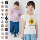 プリント肩フリルTシャツ