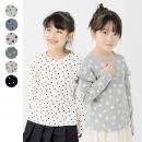 総柄肩フリルリブ長袖カットソー