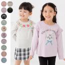 プリント肩フリル長袖Tシャツ