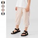 7分丈裾リブ脇ラインパンツ