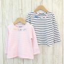 衿りぼんテレコ素材長袖Tシャツ