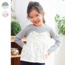 花柄ベア付き長袖Tシャツ