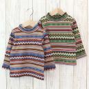 保暖ハイネックマルチボーダー柄Tシャツ
