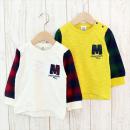 チェック柄袖切替え長袖Tシャツ