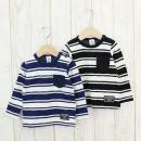 凸凹天竺ボーダー長袖Tシャツ