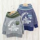 撚り杢オフタートル裏起毛トレーナー