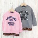 花柄裾フリルトレーナー