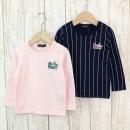 接結ストライプ長袖Tシャツ