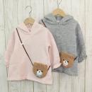 くまさんポシェット裏起毛パーカーワンピース