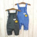 スマイリーフェイスワッペン付きサロペット