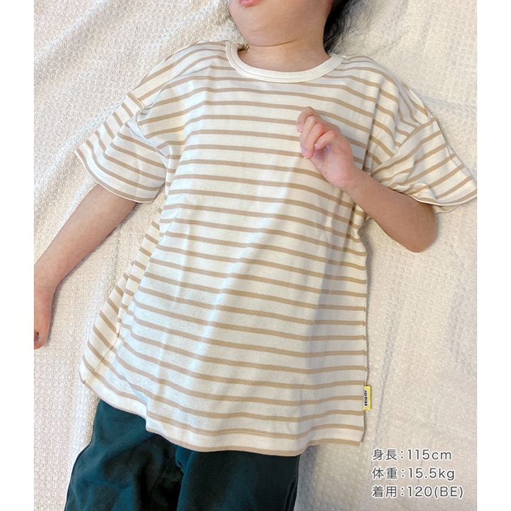 [RSL] 後衿ゴムかぶりボーダー半袖Tシャツ