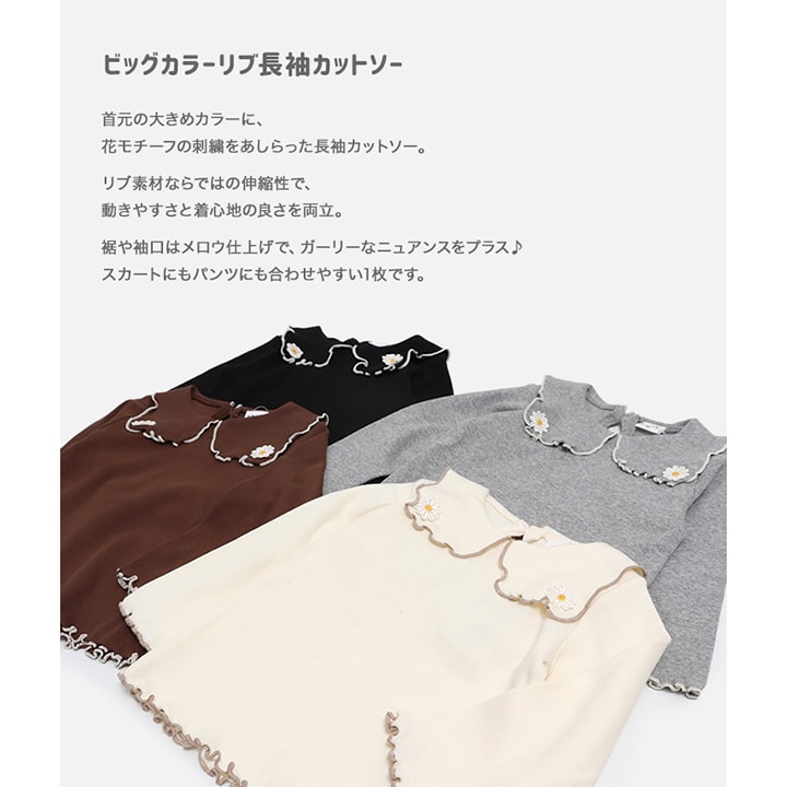 ビッグカラーリブ長袖カットソー