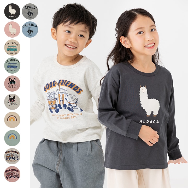 プリント長袖Tシャツ
