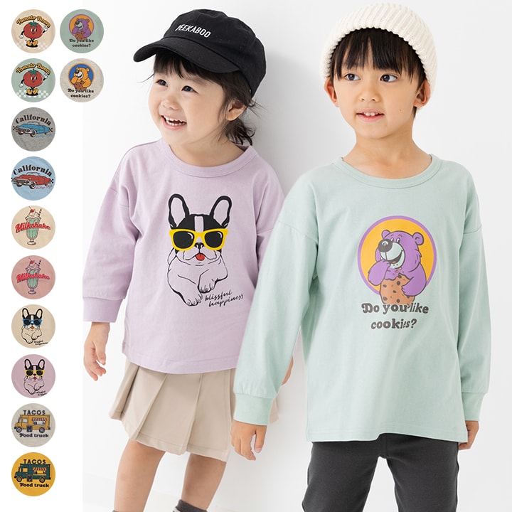 プリント長袖Tシャツ