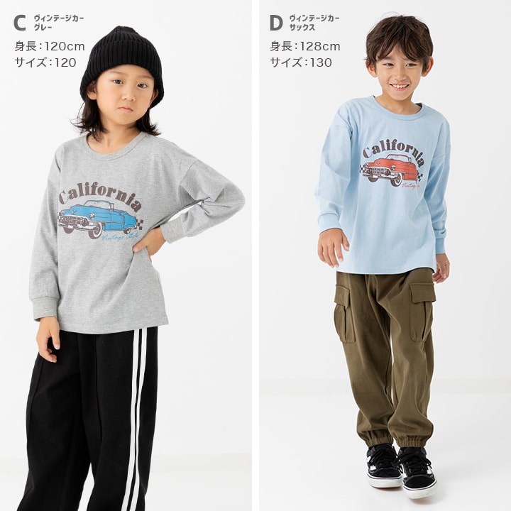 プリント長袖Tシャツ