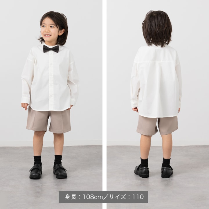 リボン付き長袖シャツ