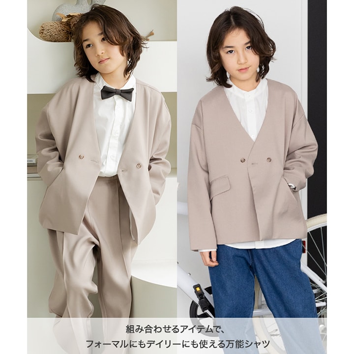 リボン付き長袖シャツ