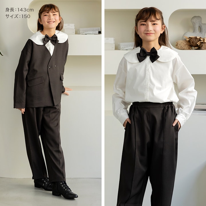 リボン付き長袖ブラウス