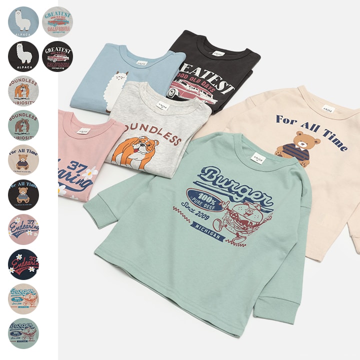 プリント長袖Tシャツ