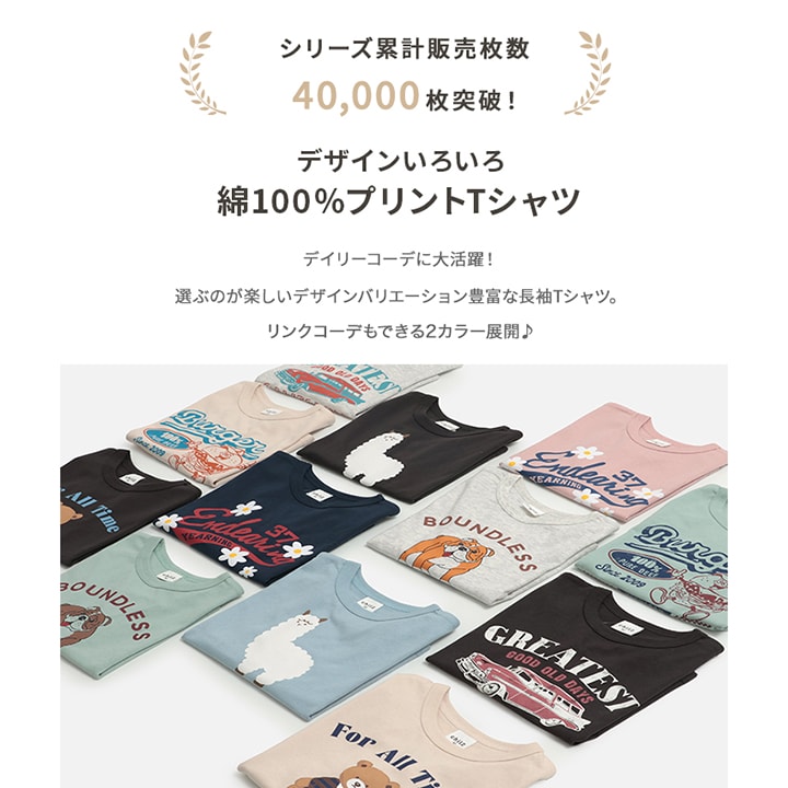 プリント長袖Tシャツ