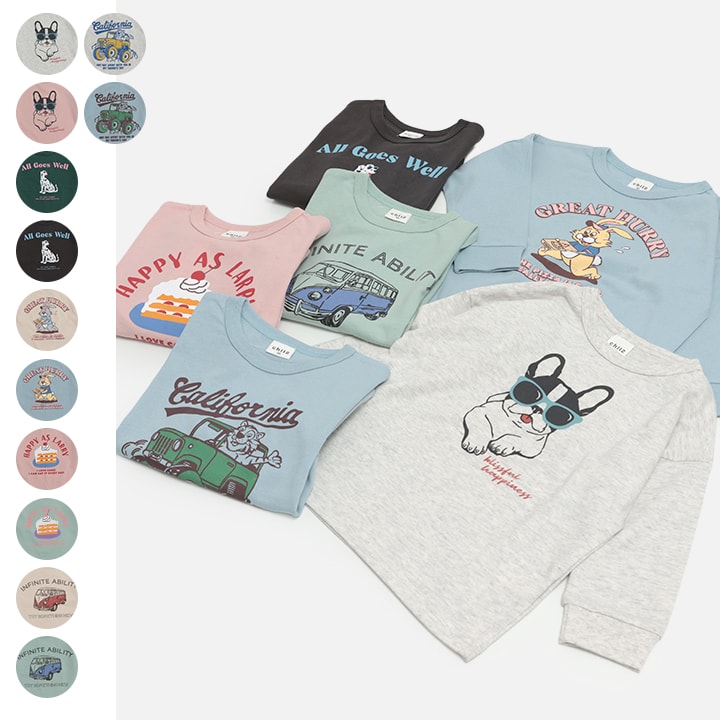 プリント長袖Tシャツ