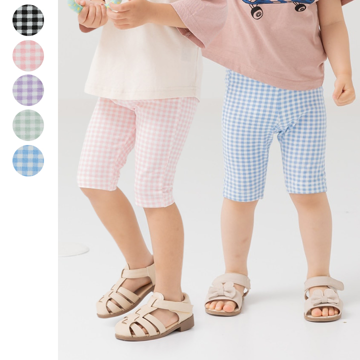 5分丈ギンガムチェックレギンス