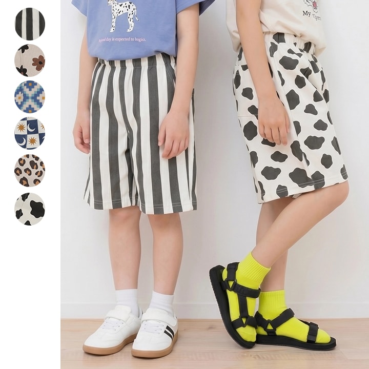 総柄リブハーフパンツ