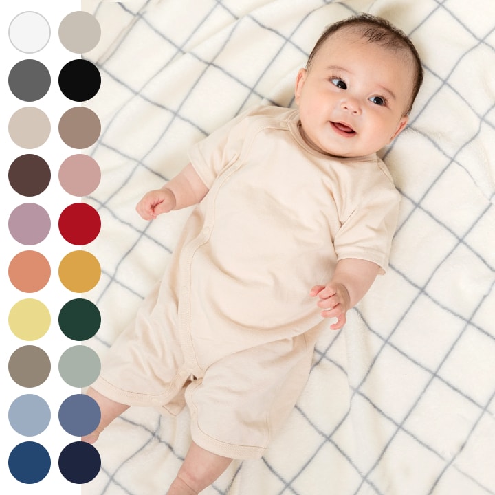 無地半袖ミニカバーオール