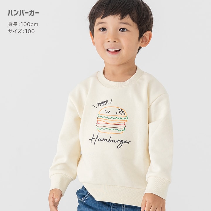 〈てんしんらんまん〉ステッチ刺繍裏毛トレーナー