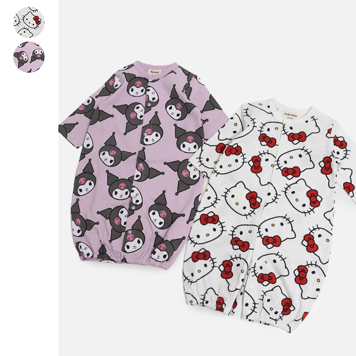 〈サンリオ〉総柄長袖ツーウェイオール