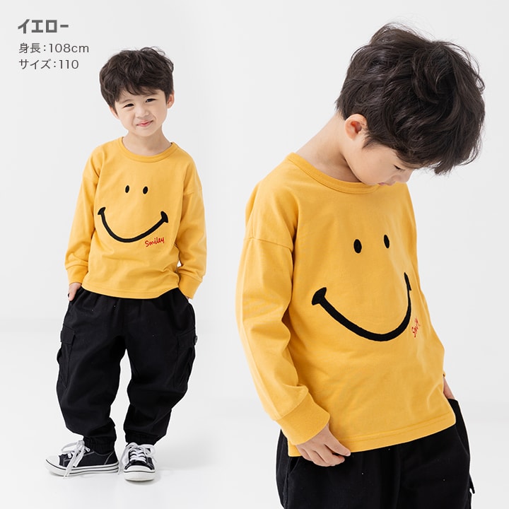 〈スマイリーフェイス〉長袖Tシャツ