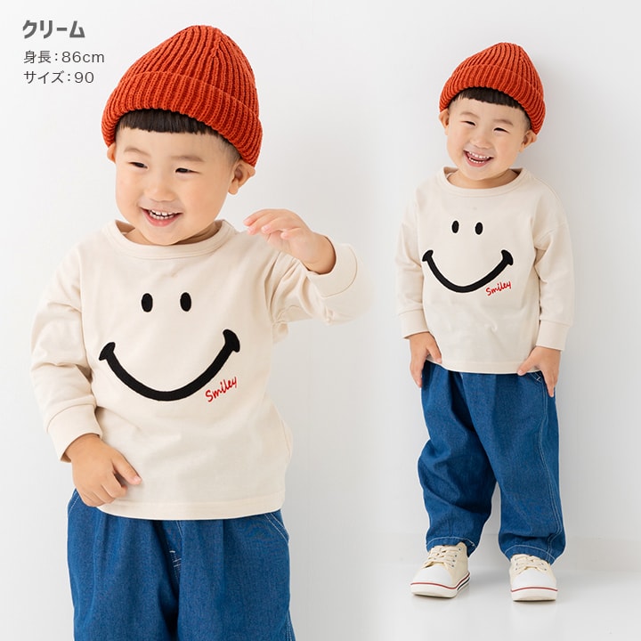 〈スマイリーフェイス〉長袖Tシャツ