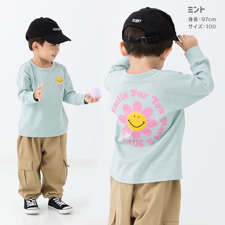 〈スマイリーフェイス〉長袖Tシャツ