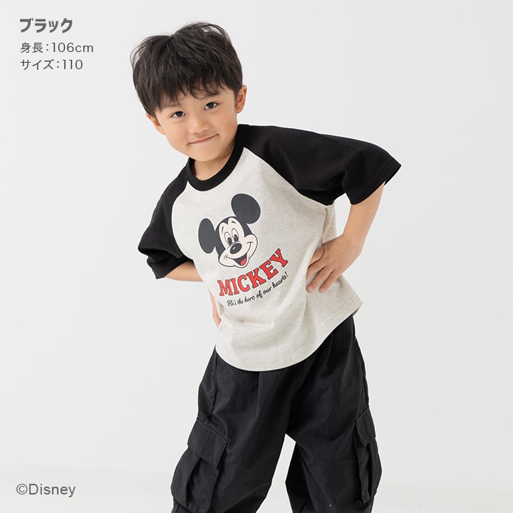 〈ディズニー〉ミッキーマウス/ラグラン半袖Tシャツ