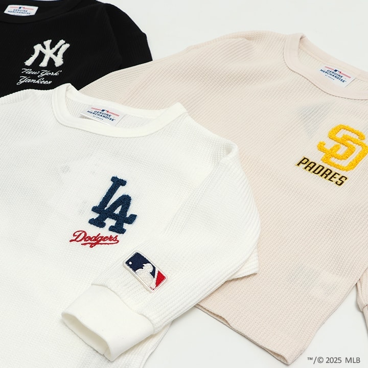 〈MLB〉ワッフル長袖Tシャツ