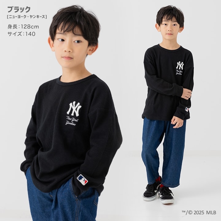 〈MLB〉ワッフル長袖Tシャツ