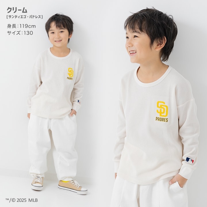 〈MLB〉ワッフル長袖Tシャツ